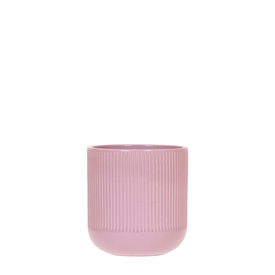 Cache-pot céramique nervuré - relief graphique contemporain - pot de 6cm - violet