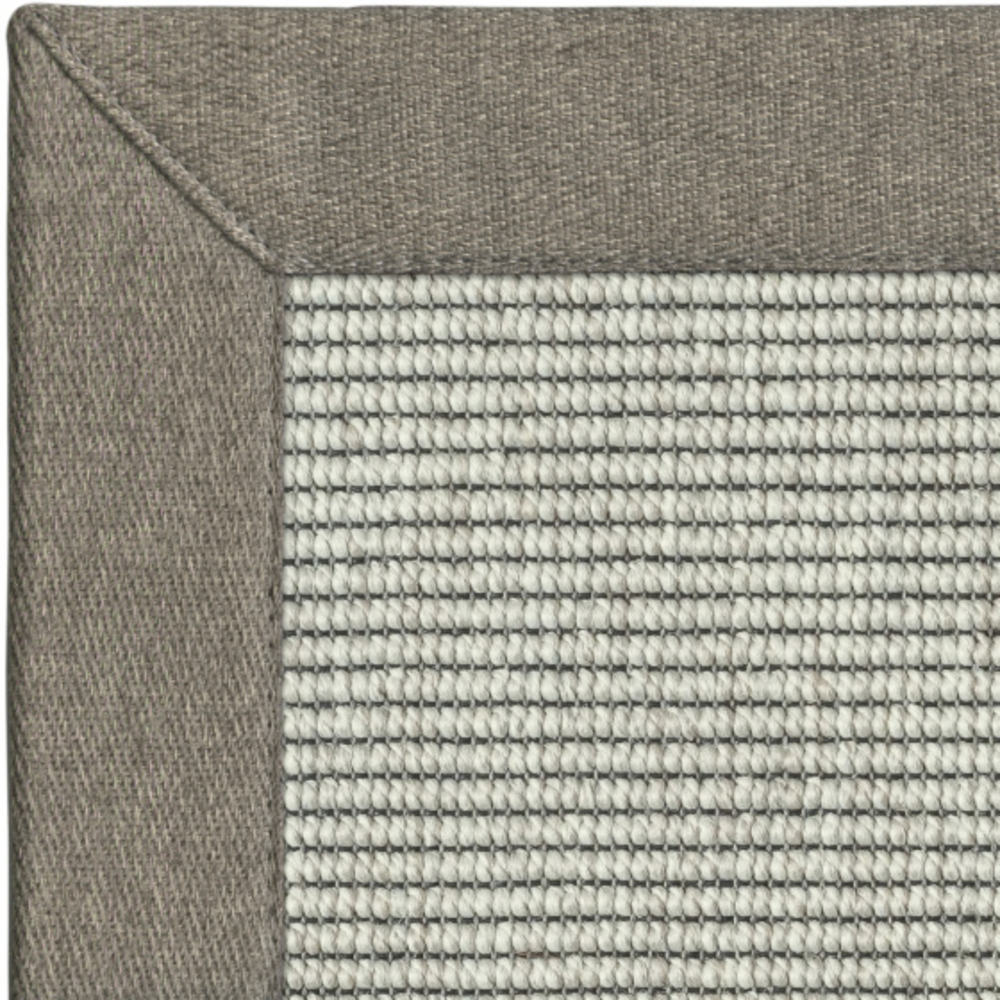 Tapis intérieur / extérieur nusa - blanc craie - ganse marron glacé - 160 x 230 cm