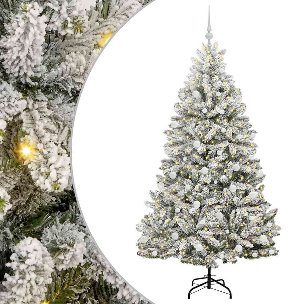 Sapin de noël artificiel vert et blanc 180 cm pvc et métal