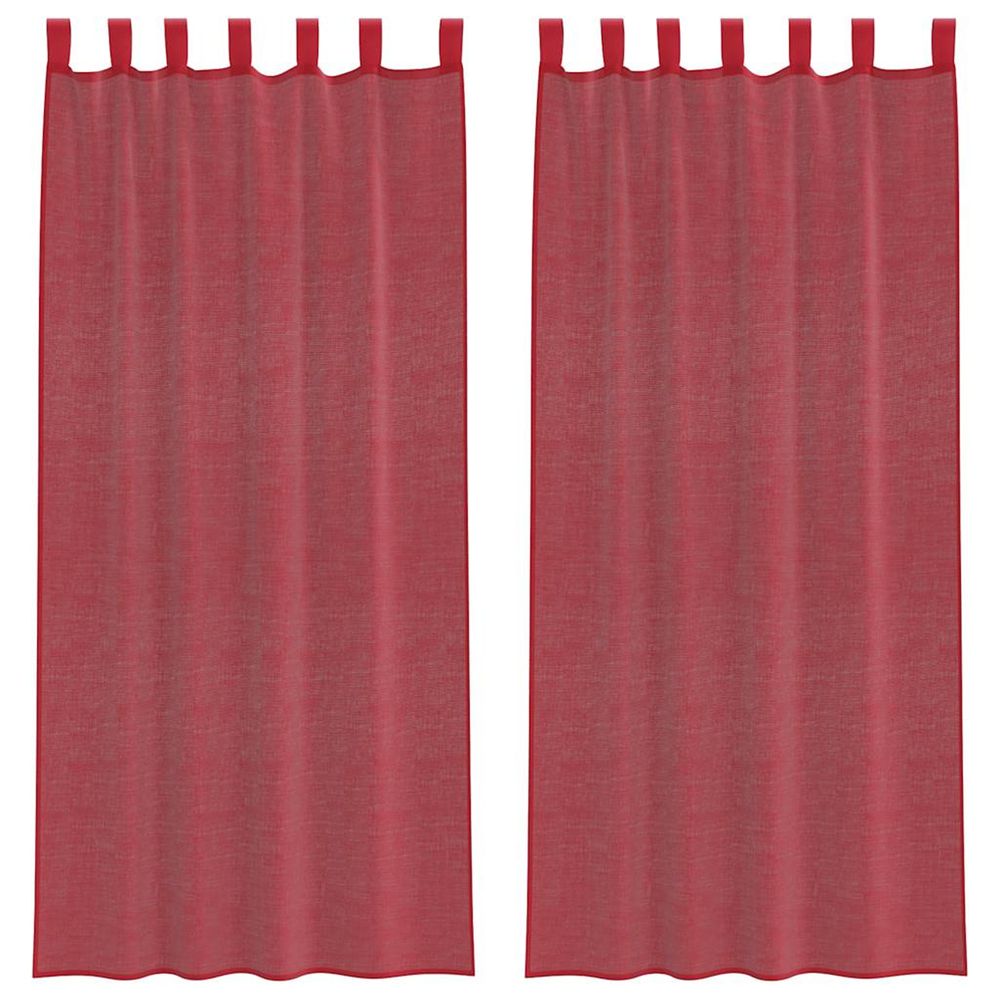 Rideaux en voile avec boucles 2 pcs rouge bordeaux 140x245 cm
