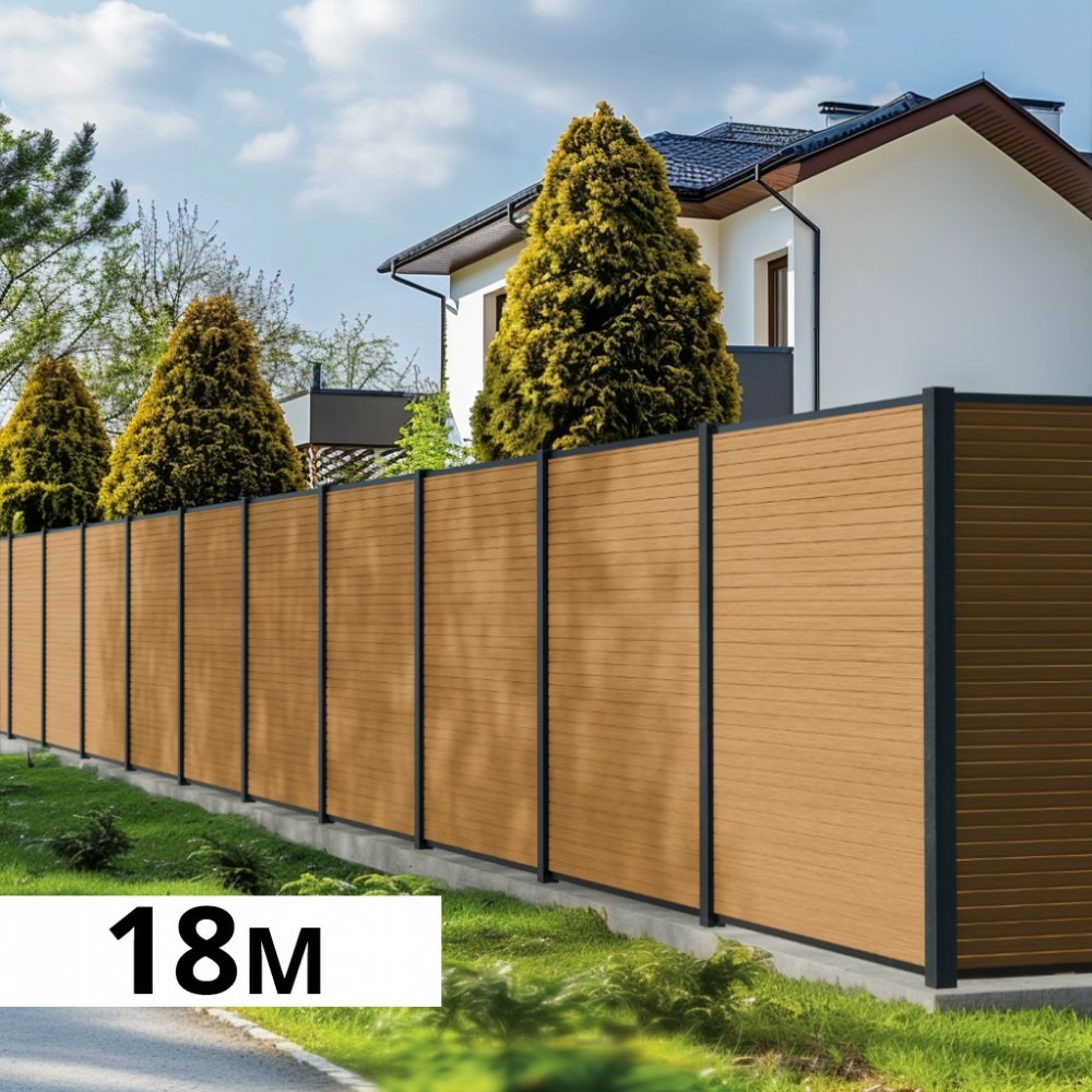 Kit clôture composite poteau à sceller - santos cèdre h-1,8m