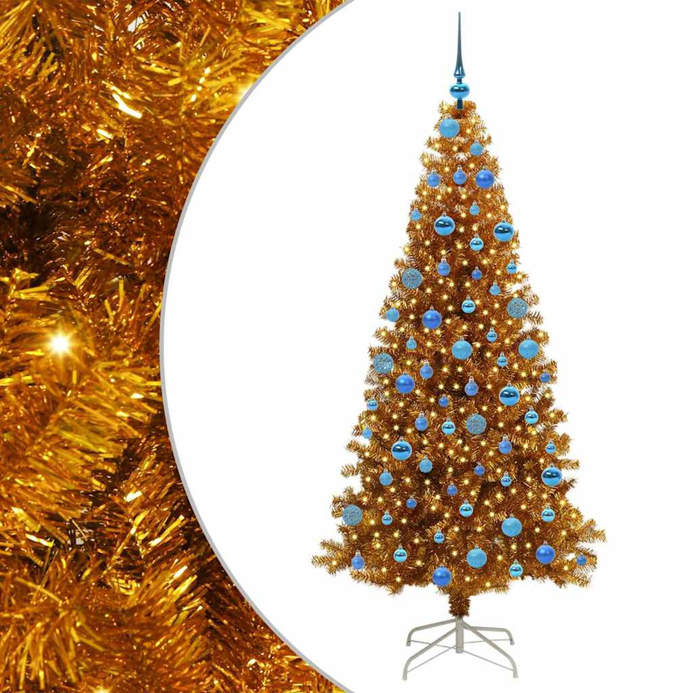 Sapin de noël avec 300 led avec support doré 180 cm pet
