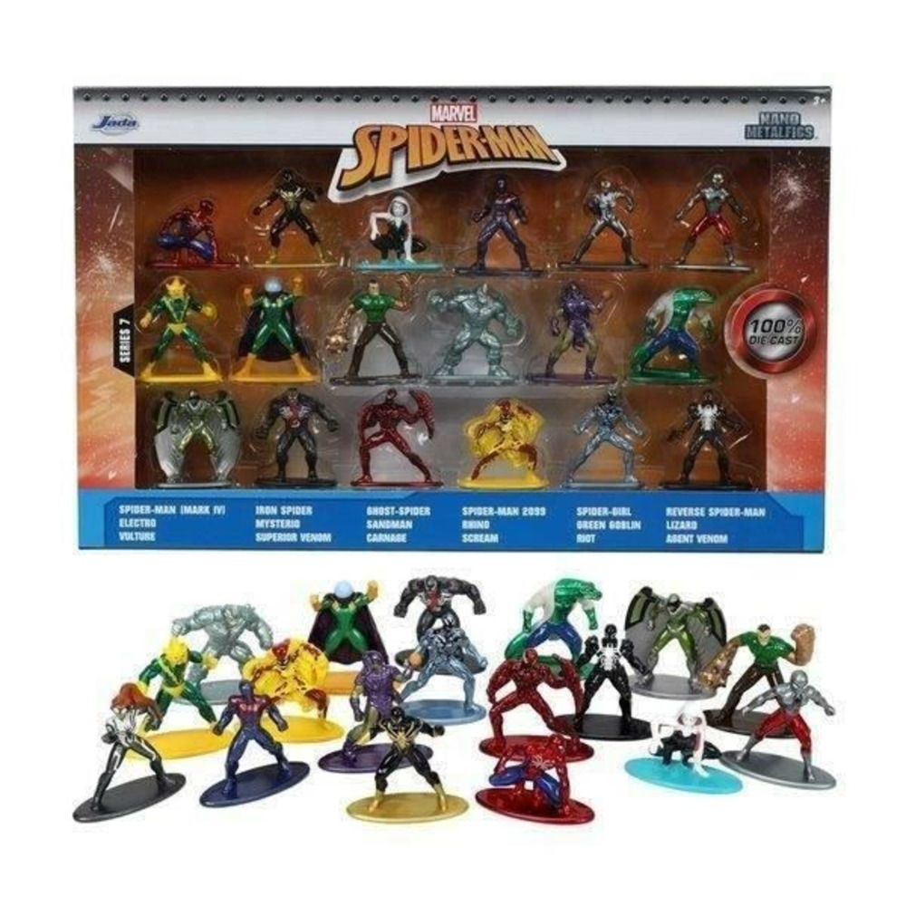 Coffret spiderman - - 18 figurines 4cm en métal - multicolore - blanc - enfant