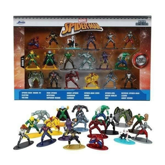 Coffret spiderman - - 18 figurines 4cm en métal - multicolore - blanc - enfant