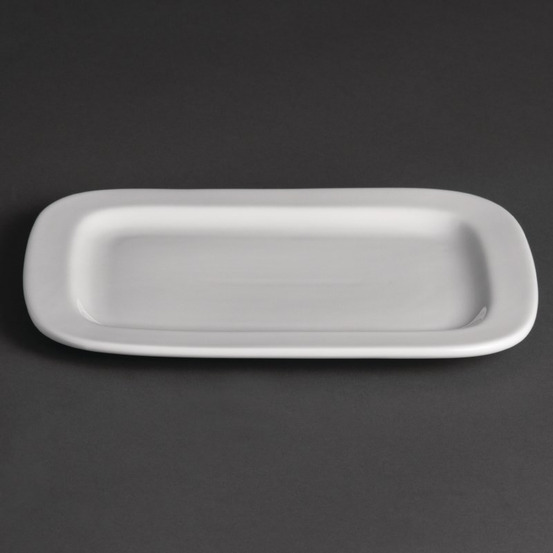 Assiette rectangulaire arrondie blanche lot de 12 olympia