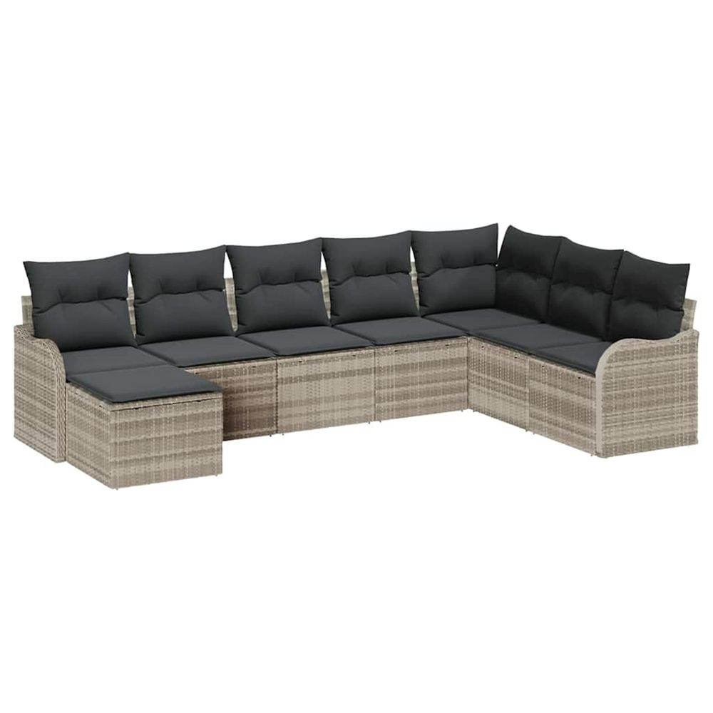 Ensemble de canapé de jardin 8 pc gris clair polyrotin