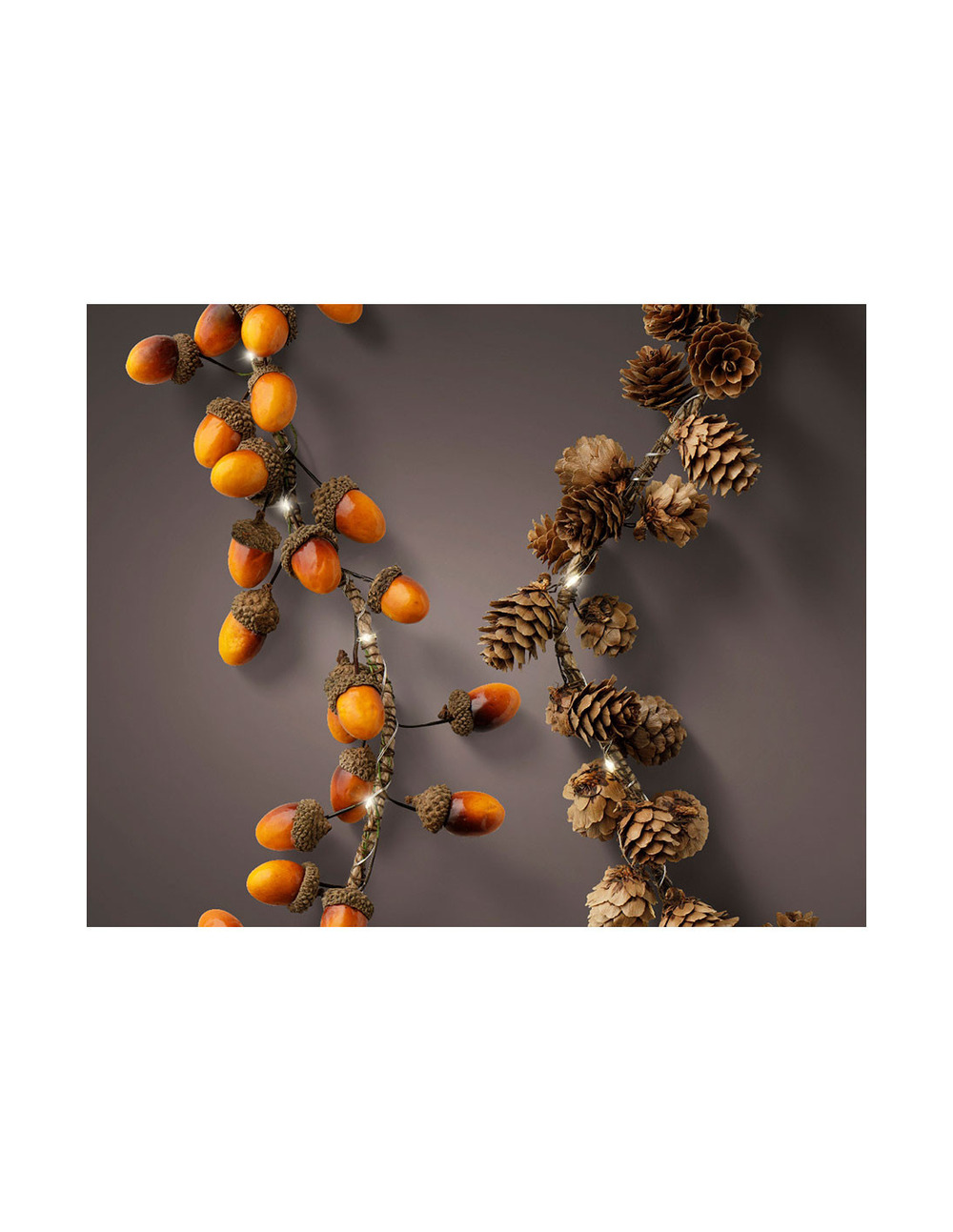 Guirlande microled 110cm 15 leds modèles assortis ananas ou glands