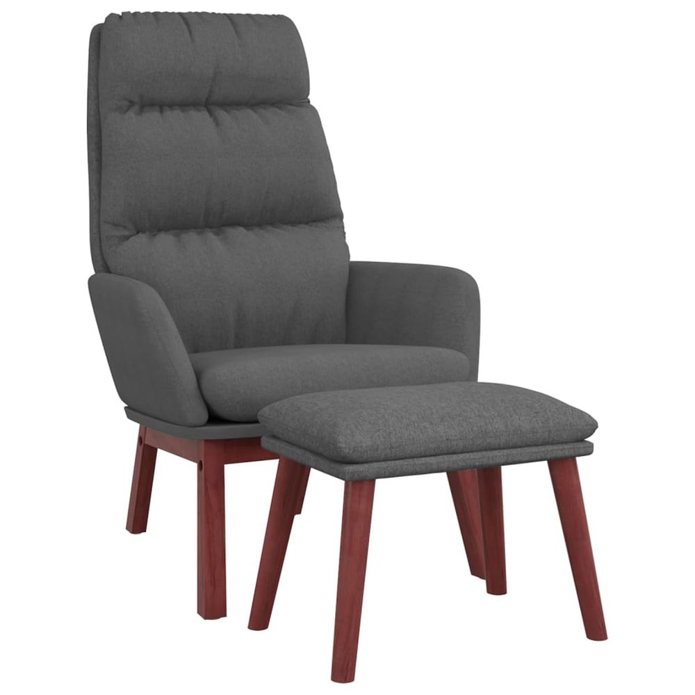 Chaise de relaxation avec tabouret gris foncé tissu