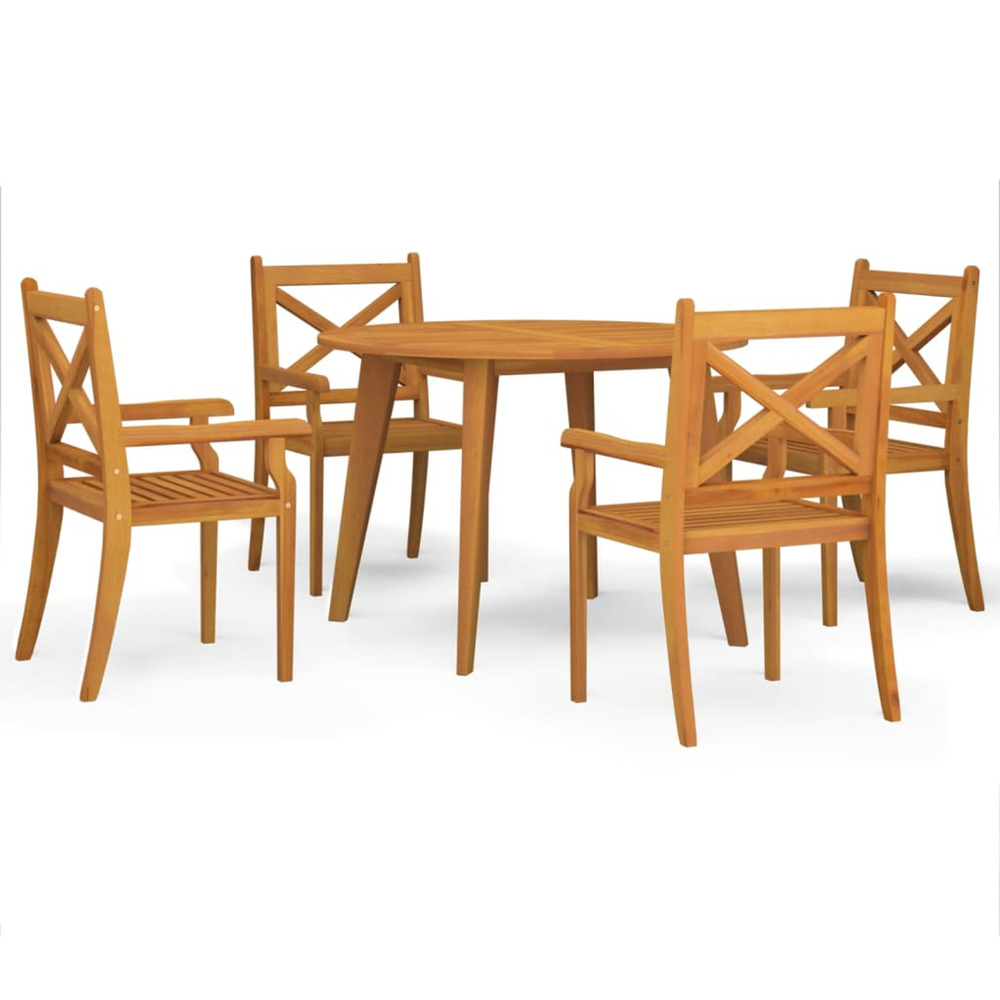 Ensemble à manger de jardin 5 pcs bois d'acacia solide