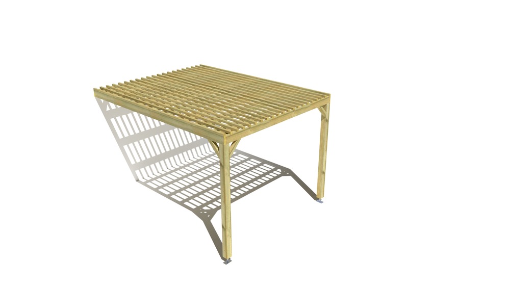 Pergola bois • 3m x 4m • adossée • sens largeur • lattage bois • livraison comprise
