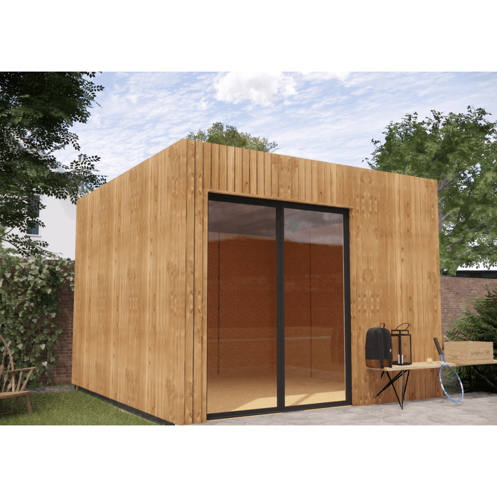 Bureau de jardin télétravail en bois 3,3 x 3,5 x 2,7 m / menuiseries alu k-line