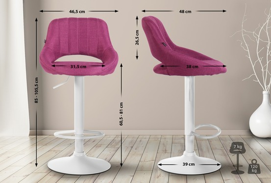 Tabouret de bar milet tissu blanc