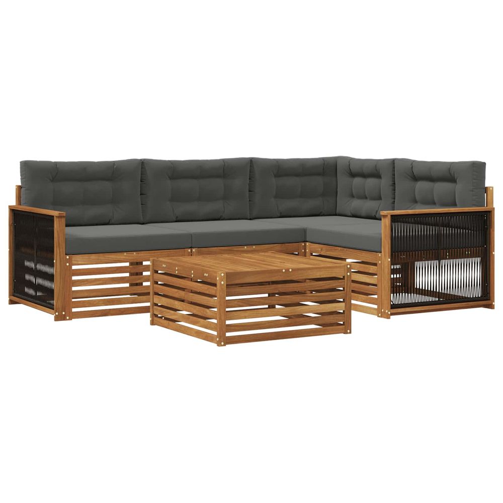 Ensemble de canapés d'extérieur 5 pc naturel et anthracite