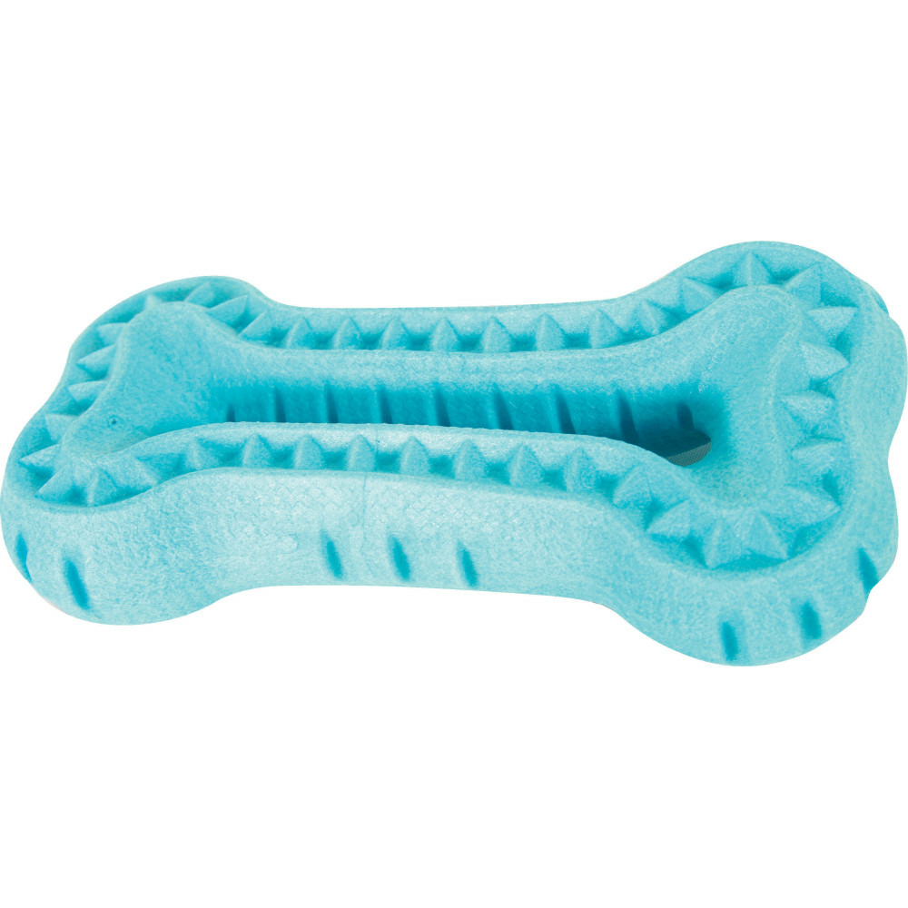 Jouet os moos tpr flottant bleu 16 cm x 3 cm pour chien