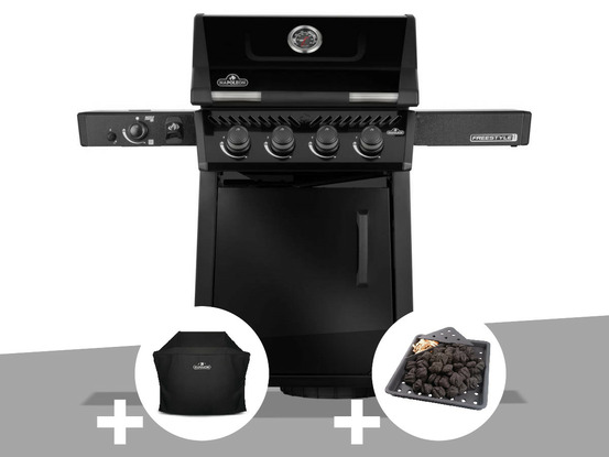 Barbecue gaz freestyle 425 noir pro 4 brûleurs + 1 sizzle zone + housse + platea