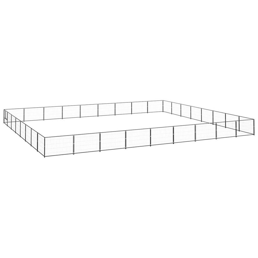 Chenil extérieur cage enclos parc animaux chien noir 72 m² acier