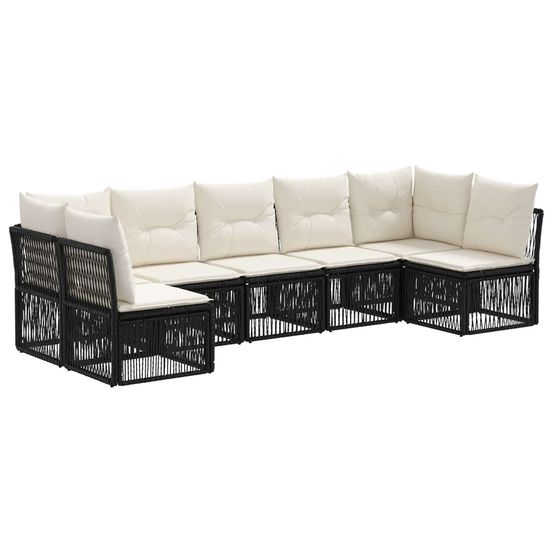 Ensemble de canapé de jardin 7 pc noir polyrotin