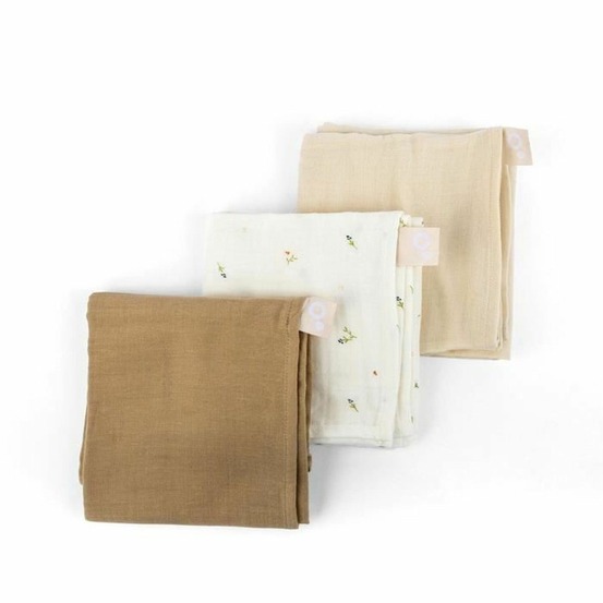 3 langes gaze de coton biologique - beige