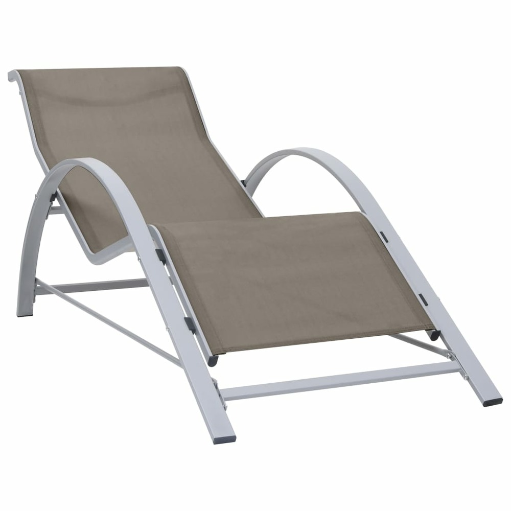 Transat chaise longue bain de soleil lit de jardin terrasse meuble d'extérieur textilène et aluminium taupe