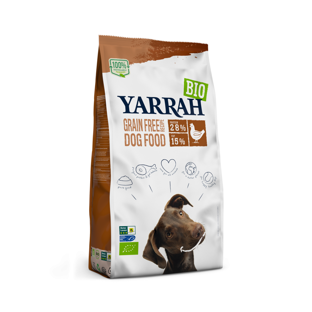 Yarrah - croquettes bio sans céréales poulet & poisson pour chien 10kg