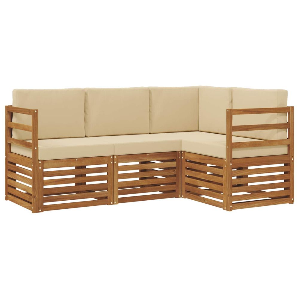 Ensemble de canapés d'extérieur 4 pc naturel et beige polyester