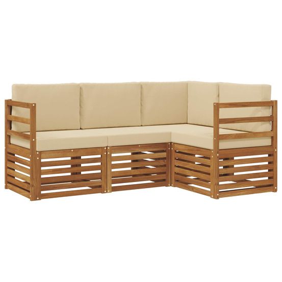 Ensemble de canapés d'extérieur 4 pc naturel et beige polyester