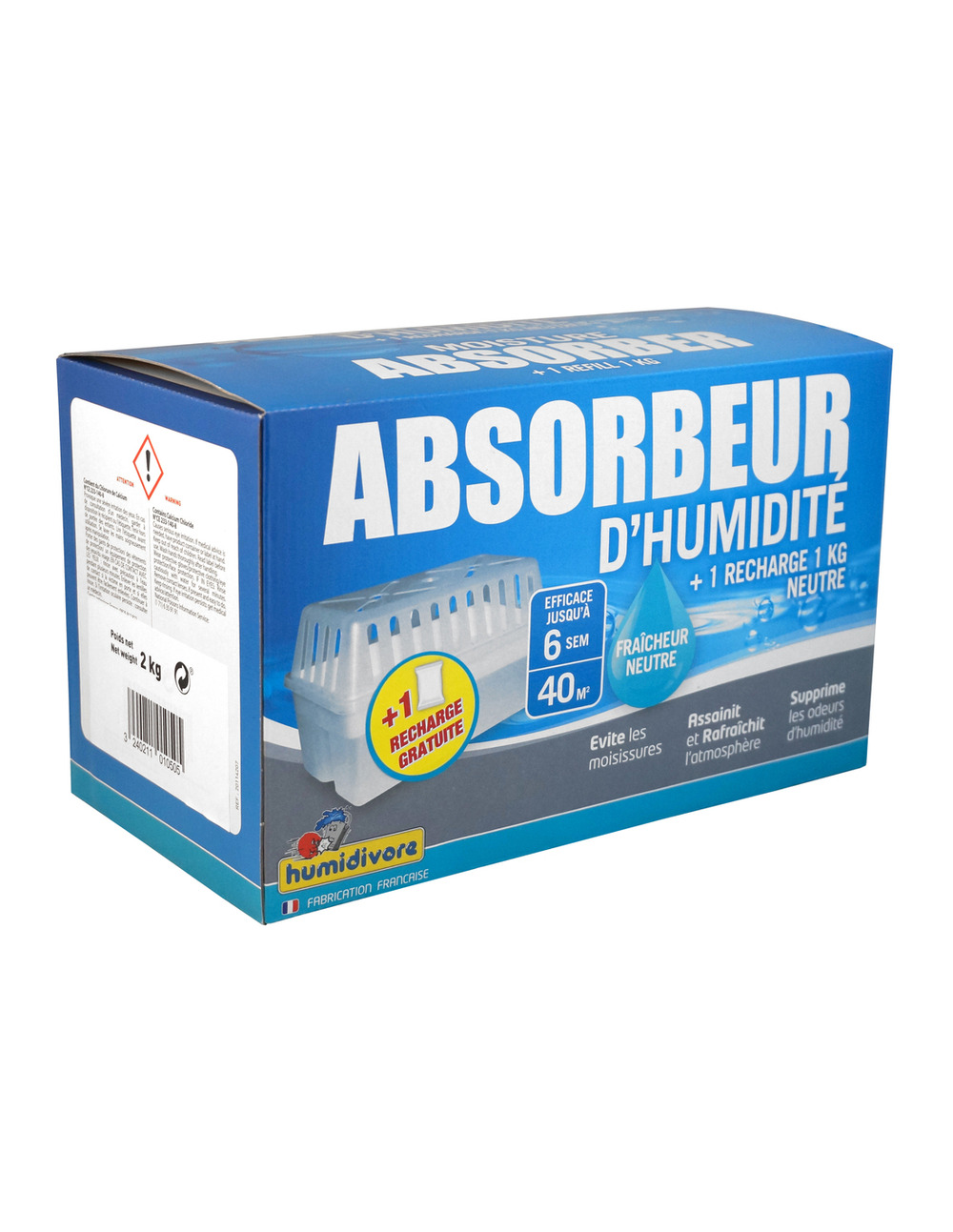 Humidivore absorbeur + 2 recharges de 1kg neutre dont 1 gratuite - humidivore