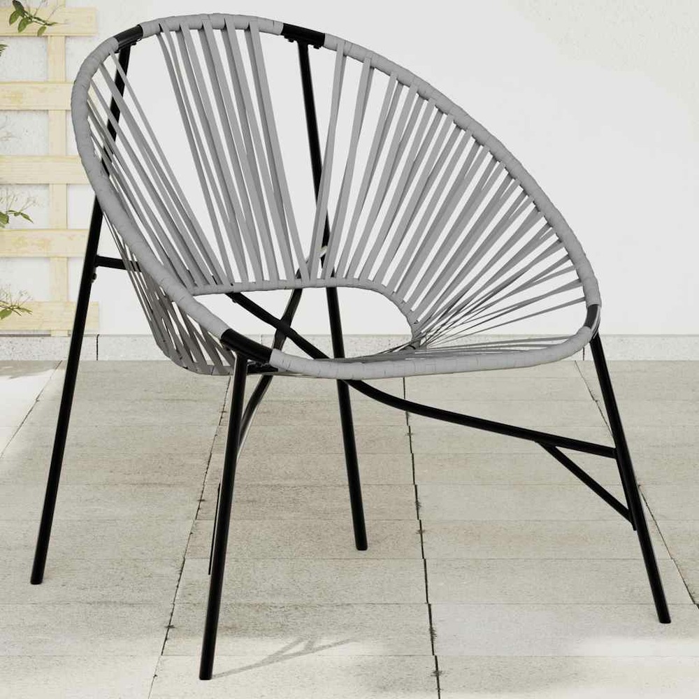 Chaise œuf de jardin noir et gris clair résine tressée