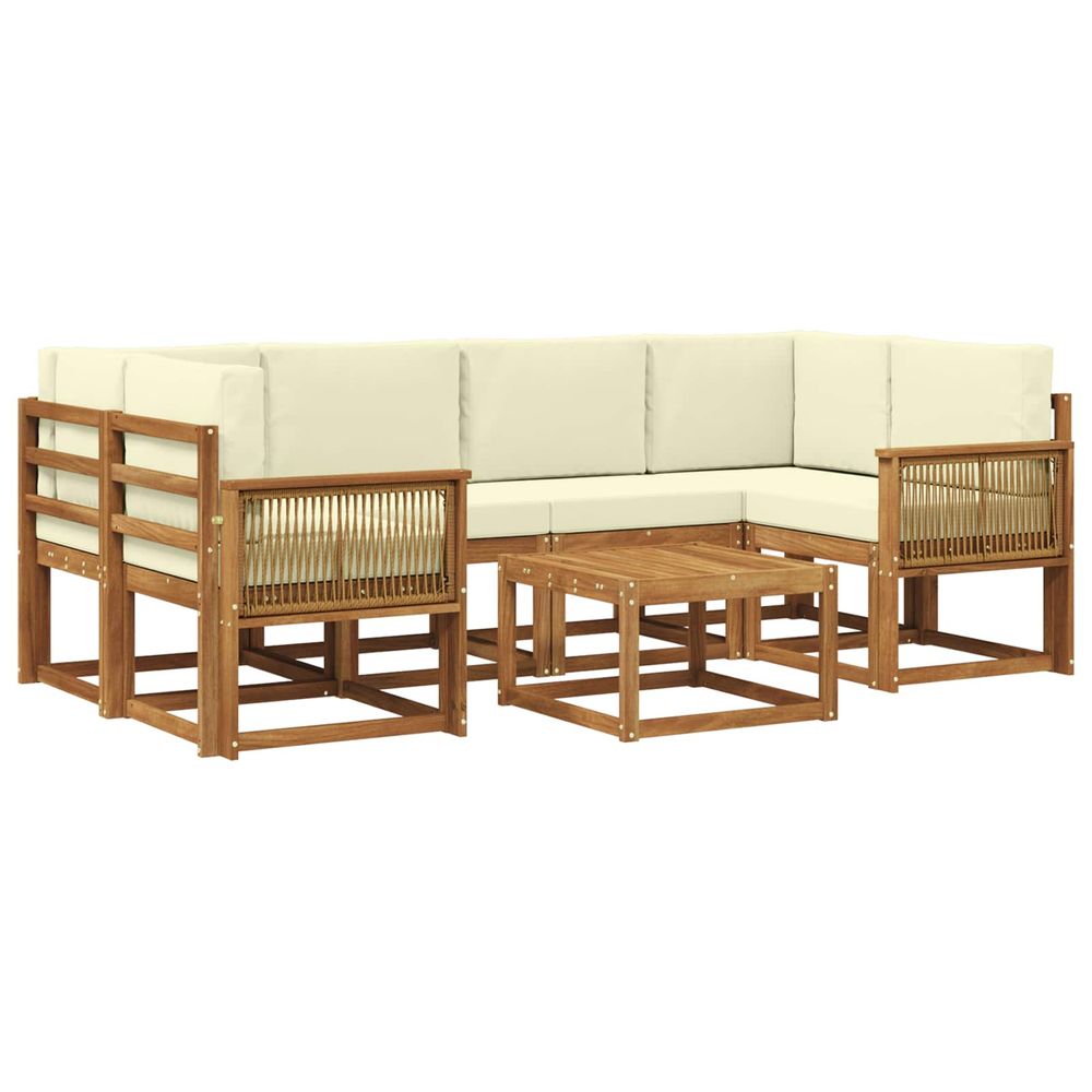 Ensemble de canapés d'extérieur 7 pc naturel et crème polyester