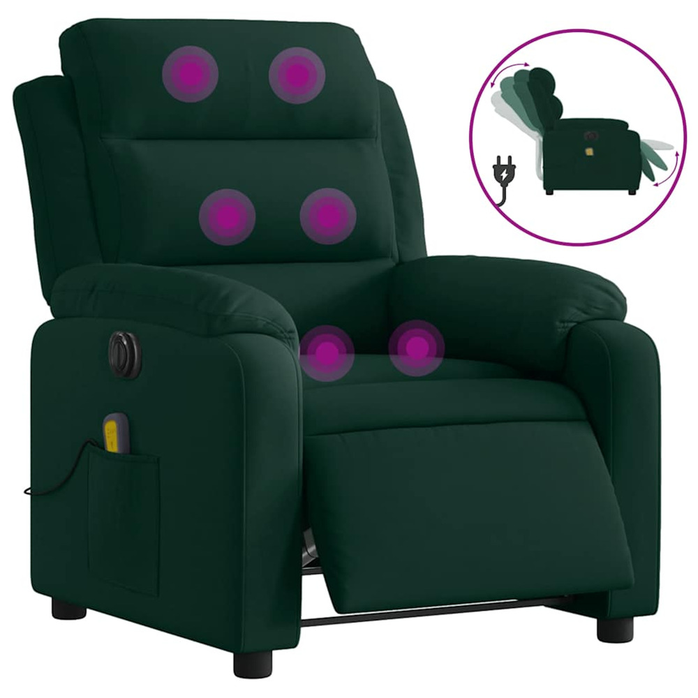 Fauteuil inclinable de massage électrique vert foncé velours