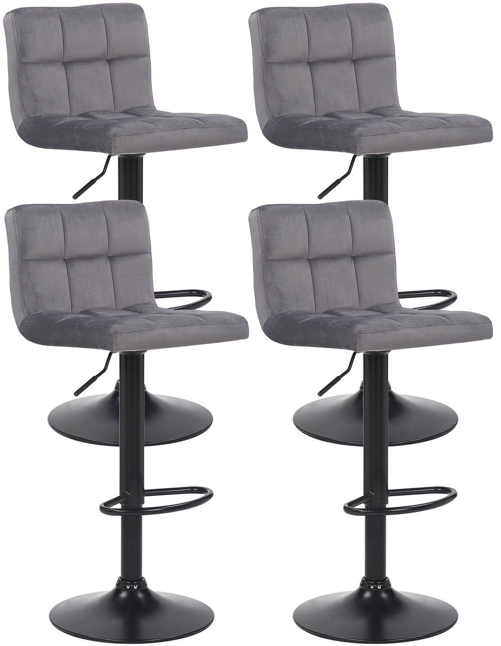 Lot de 4 tabourets de bar feni velours