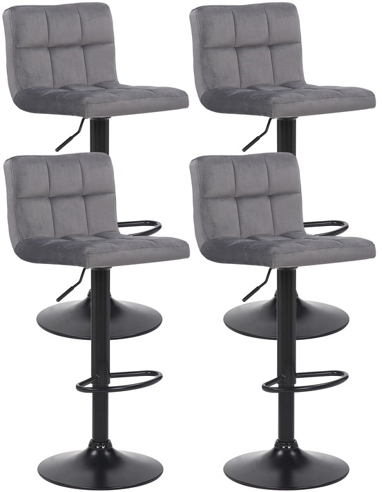 Lot de 4 tabourets de bar feni velours