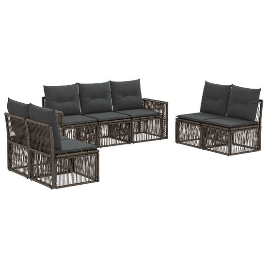 Ensemble de canapé de jardin 7 pc gris et gris foncé polyrotin