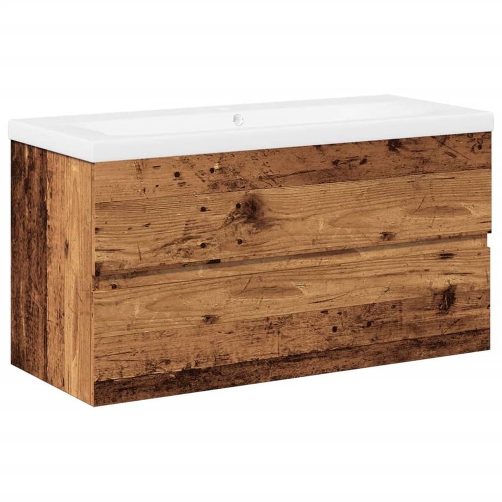 Armoire lavabo avec bassin intégré vieux bois