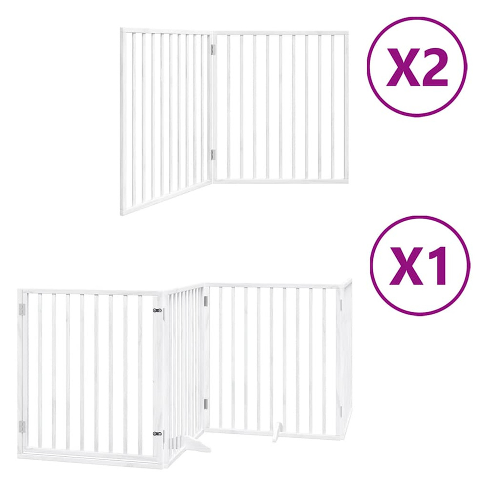 Barrière pour chien porte pliable 8panneaux blanc bois peuplier