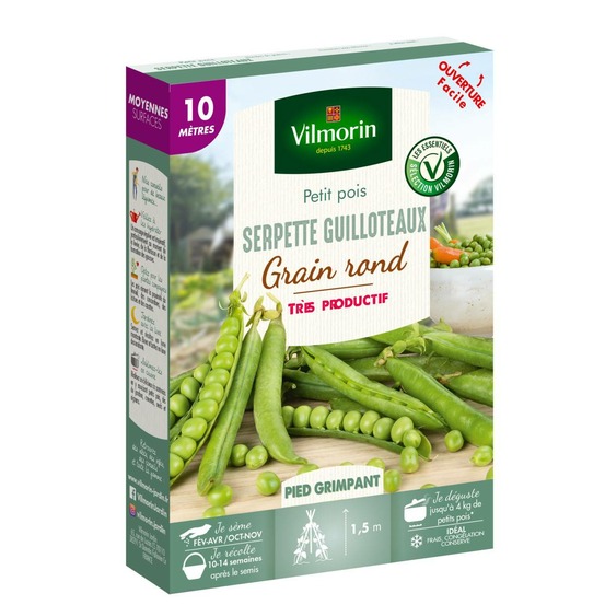 Graines de petits pois à rame à grain rond serpette guilloteaux - 10 mètres