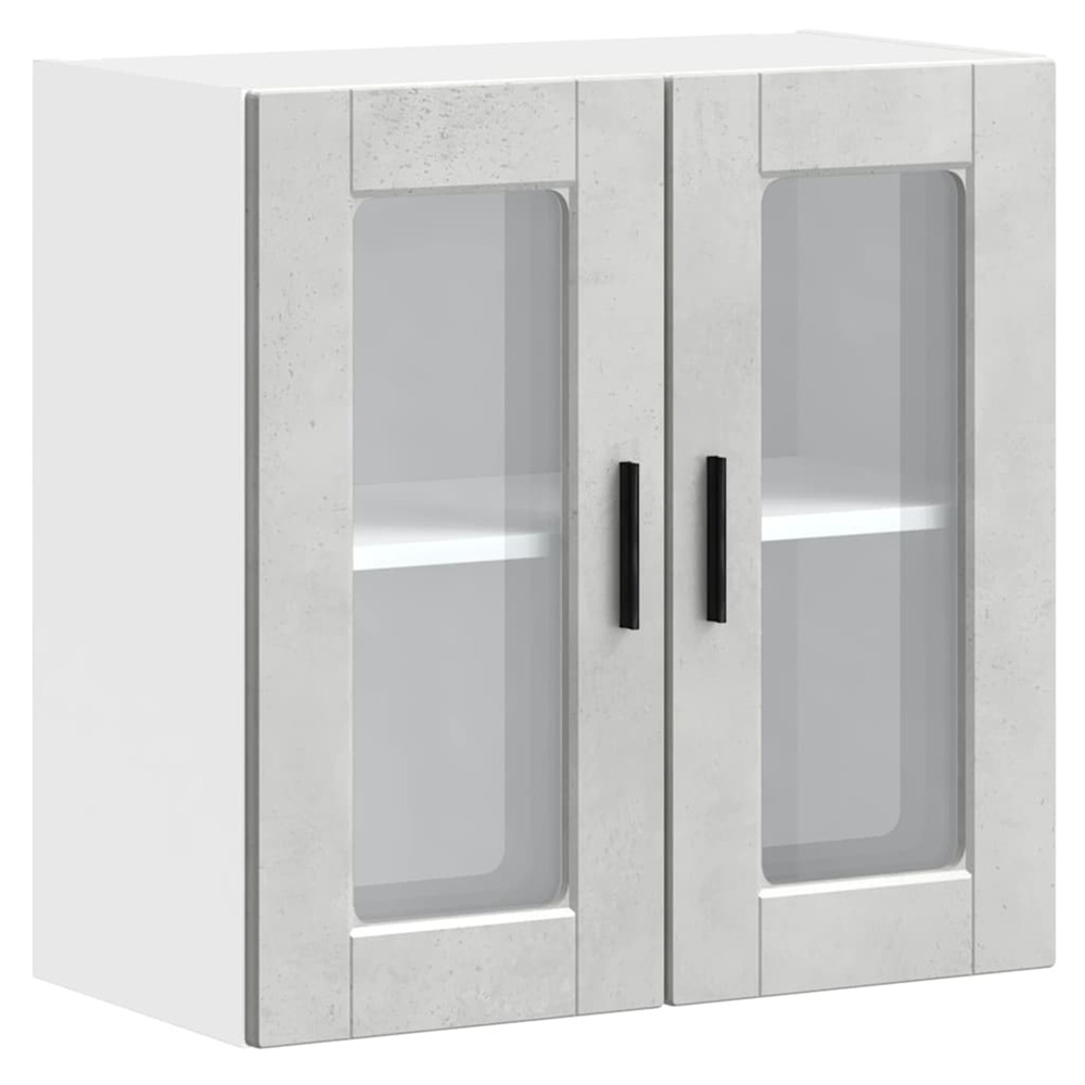 Armoire murale de cuisine avec porte en verre porto gris béton