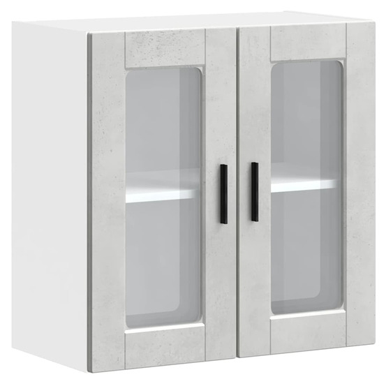 Armoire murale de cuisine avec porte en verre porto gris béton