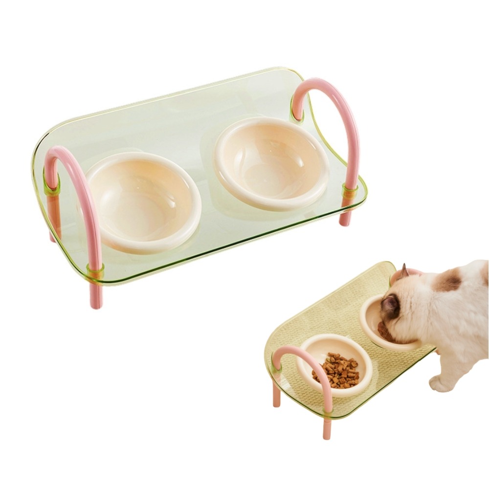 Gamelle double pour chat avec protection du cou