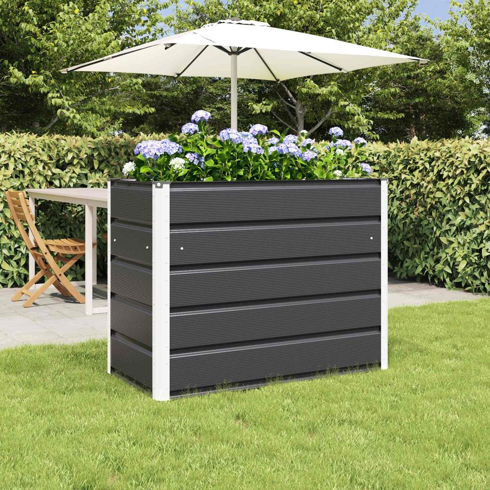 Jardinière surélevée acier galvanisé potager sur pieds 100x50x77 cm anthracite