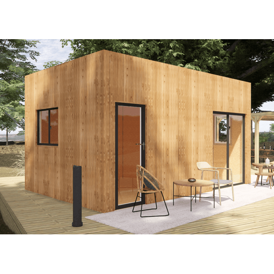 Bureau de jardin 4 saisons en bois 5,5 x 3,5 x 3,2 m / isolation re2020 avec plancher isolé