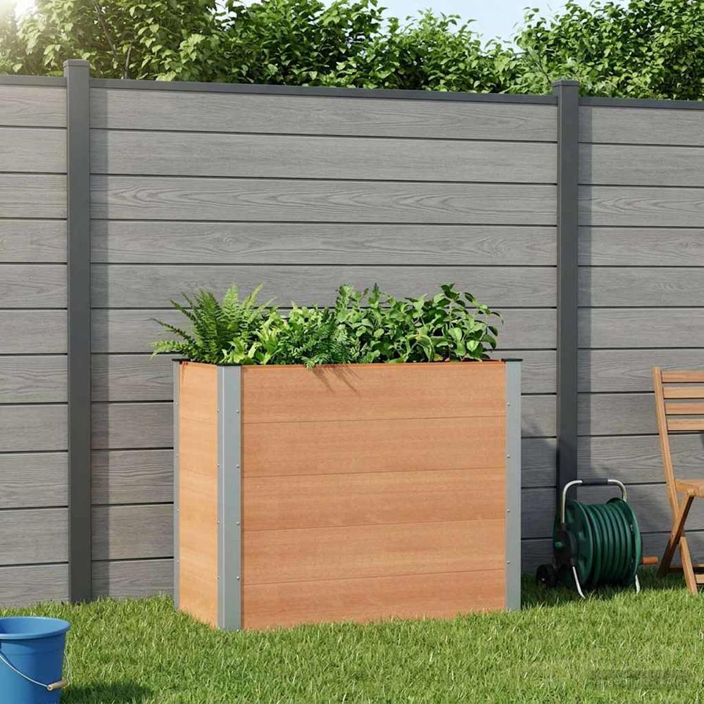 Jardinière surélevée wpc aluminium culture légumes fleurs 100x50x91cm marron