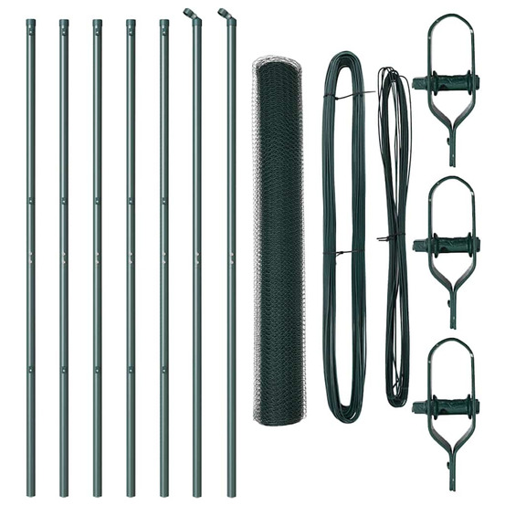 Clôture avec poteaux vert 1.4 x 10 m acier recouvert de pvc