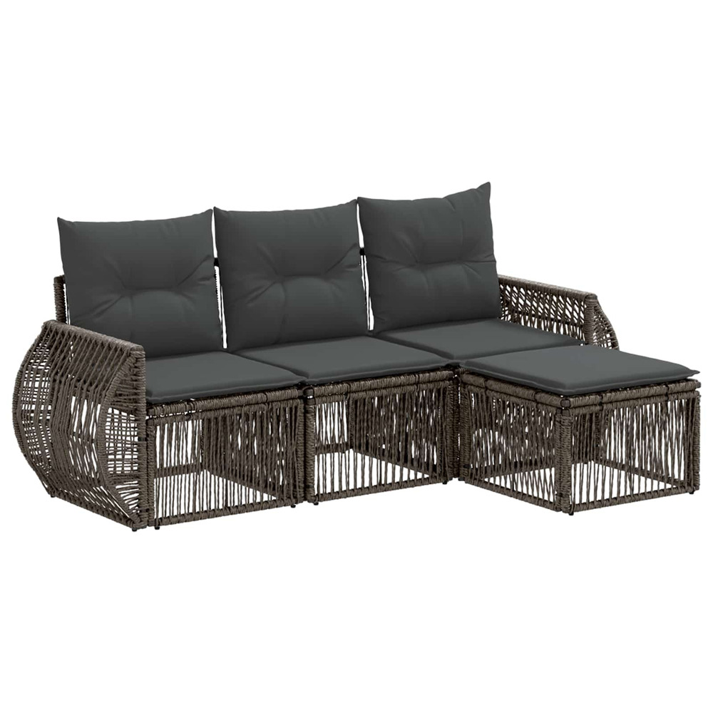 Ensemble de canapé de jardin 4 pcs gris et gris foncé polyrotin