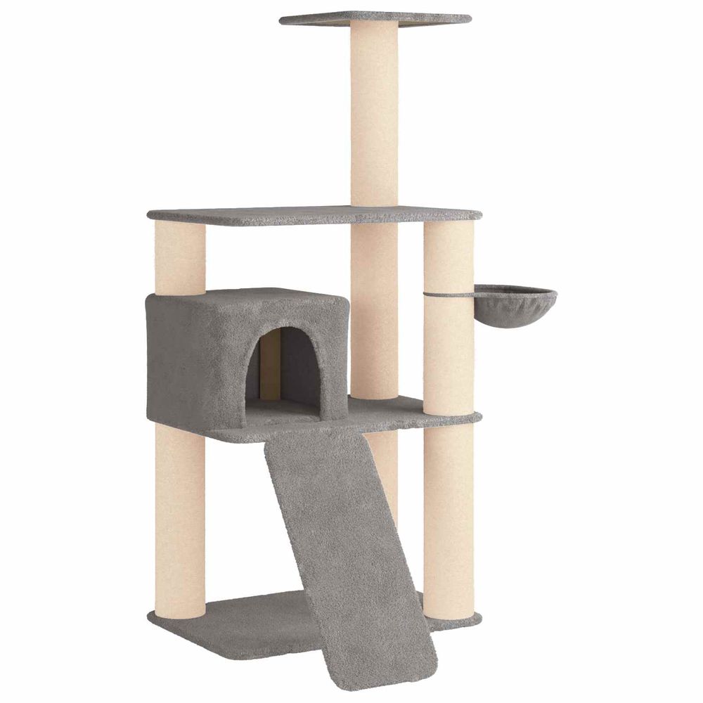 Arbre à chat avec poteaux à griffer en sisal gris clair 173 cm