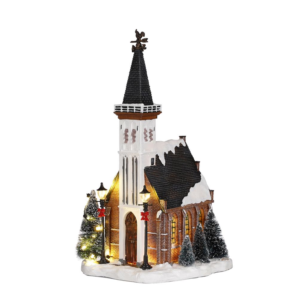 Luville village de noël miniature église - l15 x l16,5 x h31 cm