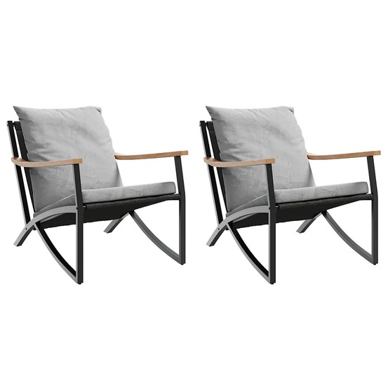 Chaises de jardin avec coussins lot de 2 noir acier