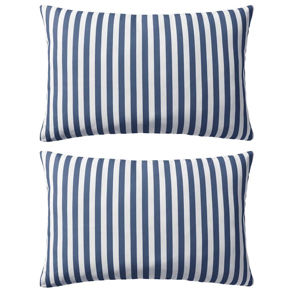 Oreiller d'extérieur lot de 2 impression rayure 60 x 40 cm bleu