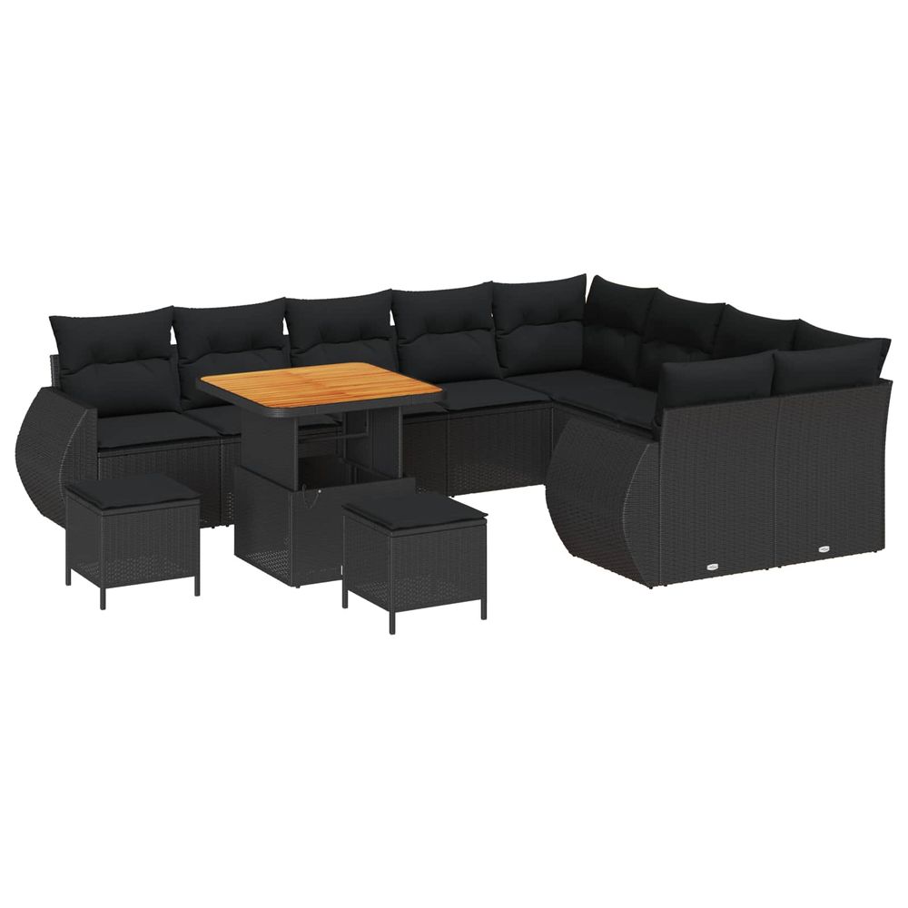Ensemble de canapé de jardin 12 pc noir polyrotin