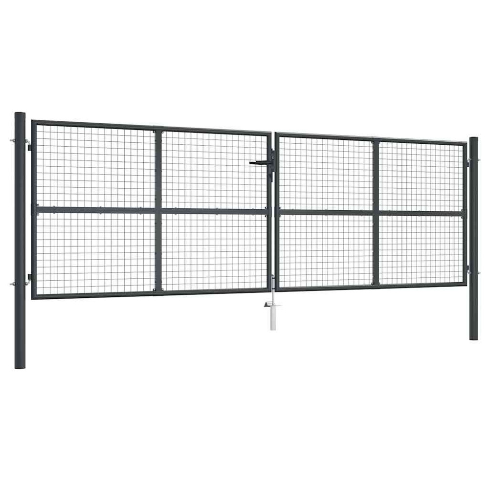 Portail de jardin grillagé en acier galvanisé gris 400 x 125 cm
